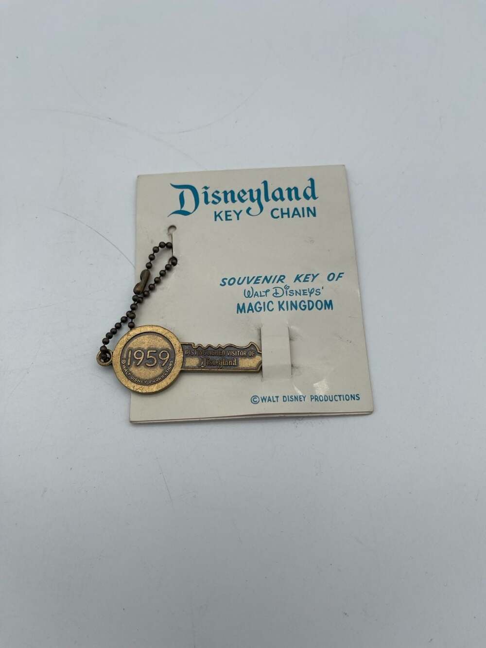 Vintage 1959 Disneyland Souvenir Key Chain - Distinguished Visitor of Magic King